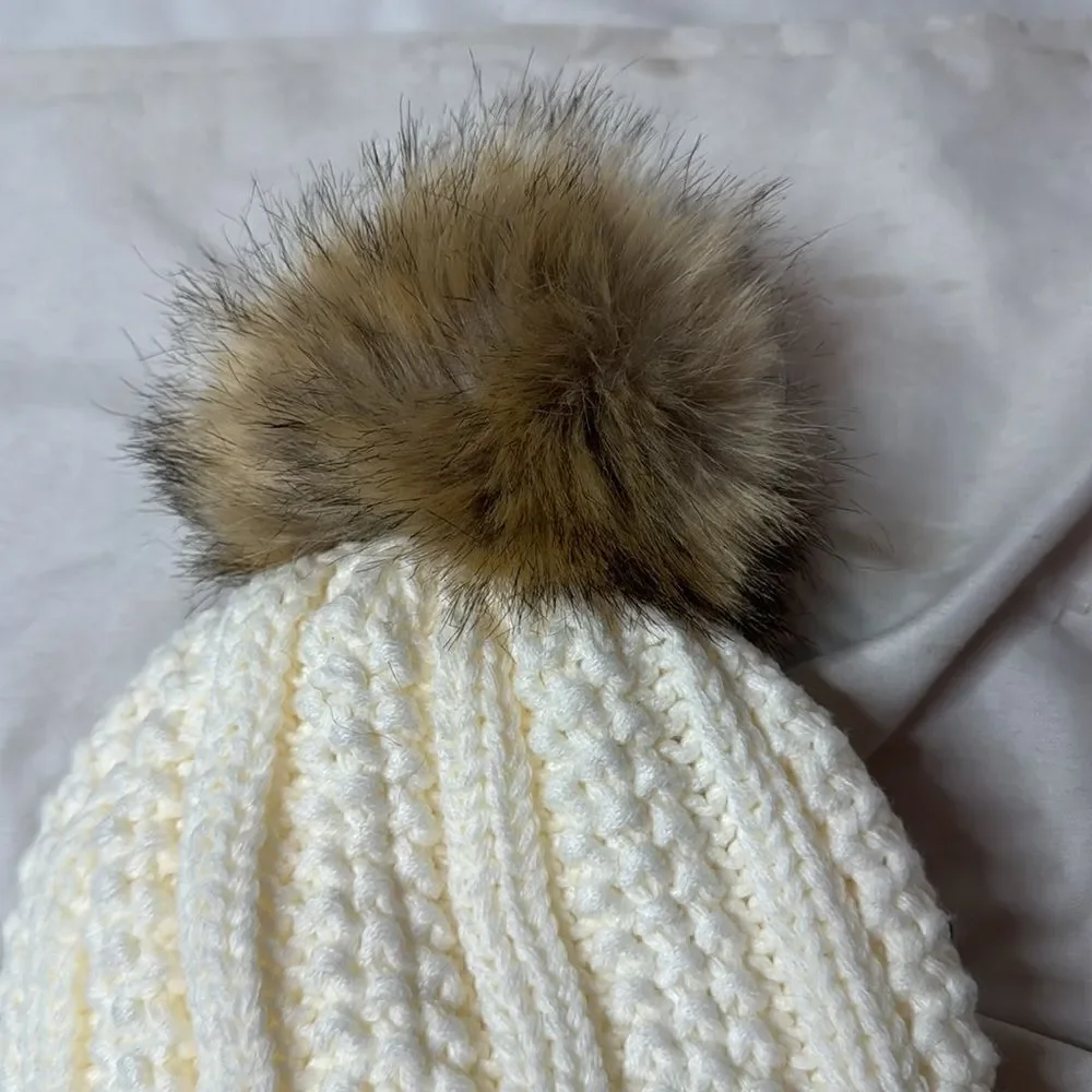 C.C. Winter Sherpa Fleeced Lined Chunky Knit Stretch Pom Pom Hat.